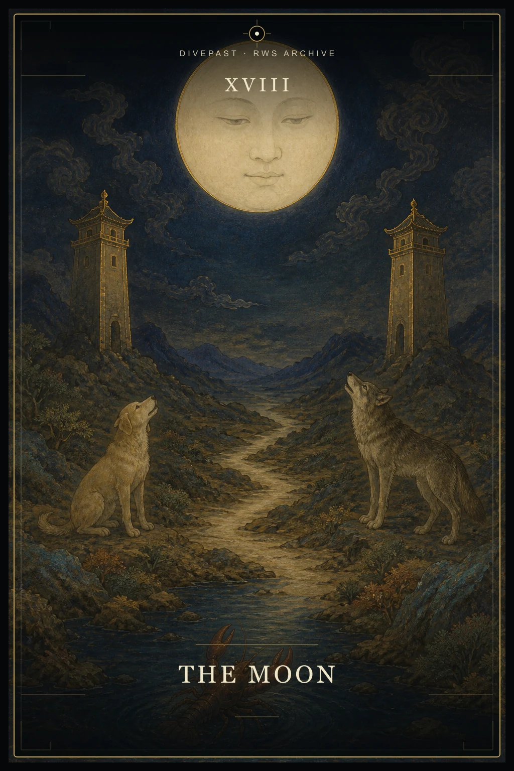 The Moon Tarot card
