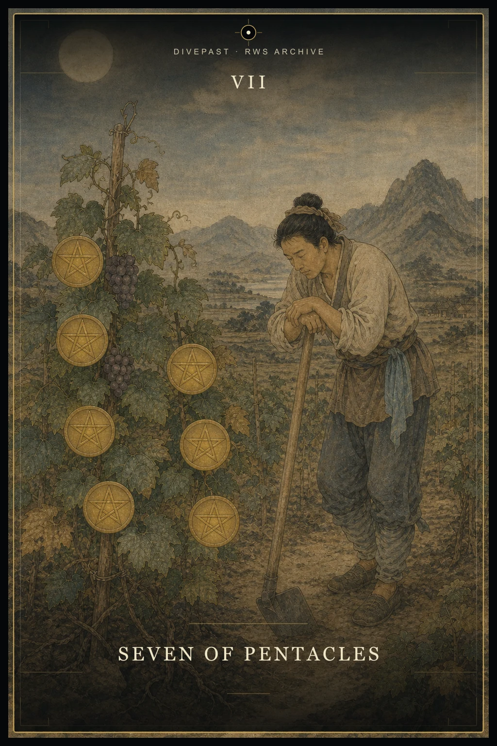 Seven of Pentacles Tarot card