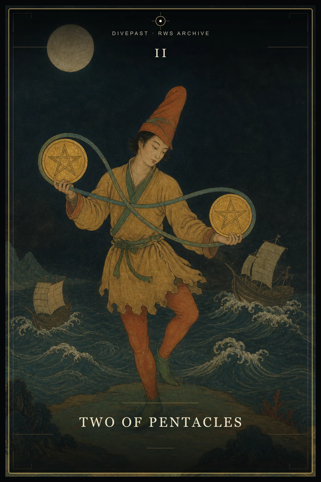 Two of Pentacles Tarot card