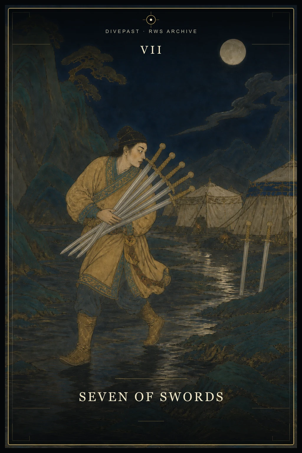 Seven of Swords Tarot card