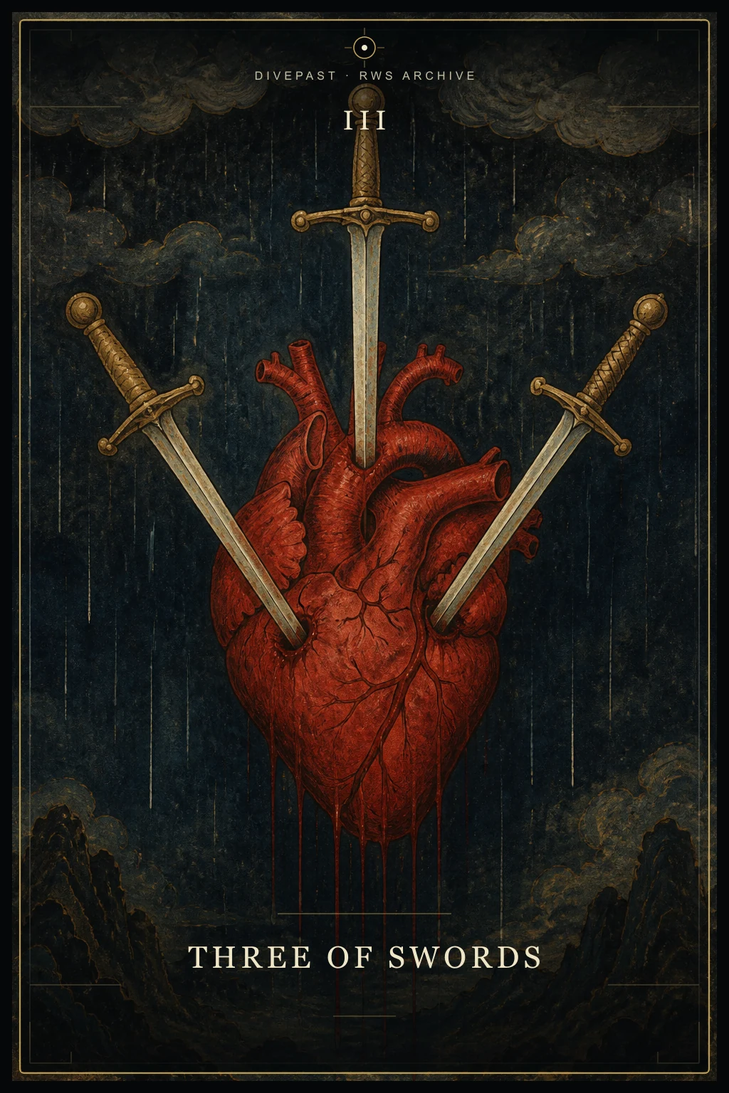 Three of Swords Tarot card